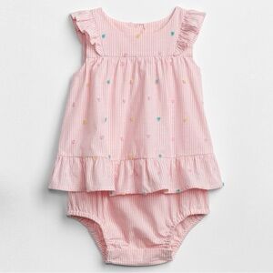Baby Gap Pink Striped Ruffle Peplum Bodysuit